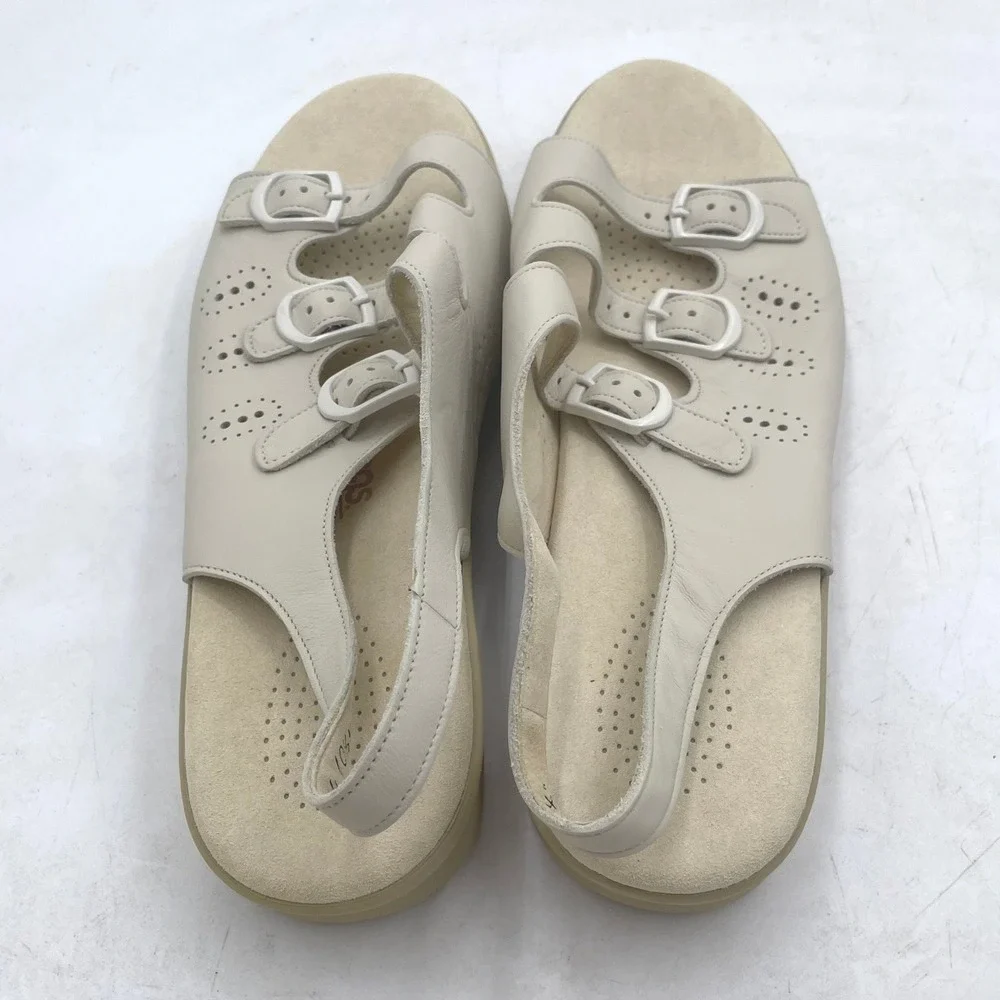 SAS Trio II Bone Leather Slingback‎ Comfort Sandals Womens 10.5 M Made in USA